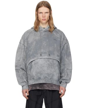 Juun.J Pull À Capuche De Style Motard Teint Gris À Panneaux