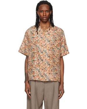 Valentino Floral Silk Bowling Shirt - Brown