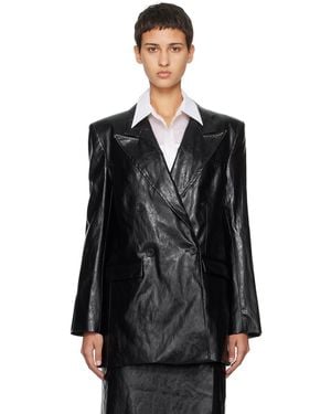 Esse Studios Milos Faux-Leather Blazer - Black