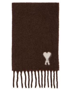 Ami Paris Alpaca Ami De Coeur Scarf - Brown