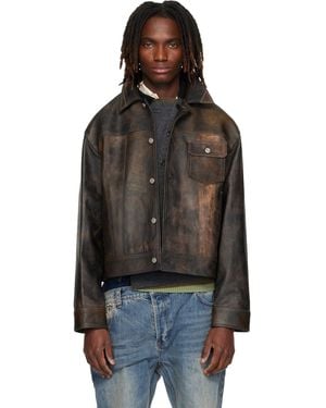 ANDERSSON BELL Leather Patchwork Trucker Jacket - Black