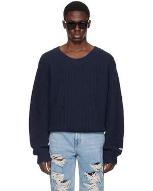 RECTO. Jacquard Patch Jumper - Blue