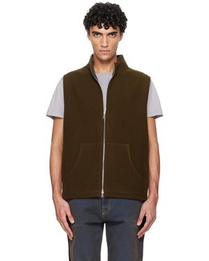 Rier Khaki Fleece Full Zip Vest - Brown