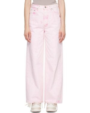 A Bathing Ape Crystal Stone Sta Logo Baggy Jeans - Pink