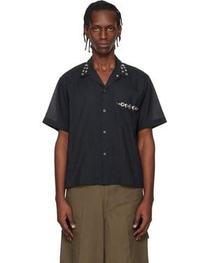 Toga Virilis Plain Weave Metal S/S Shirt - Black