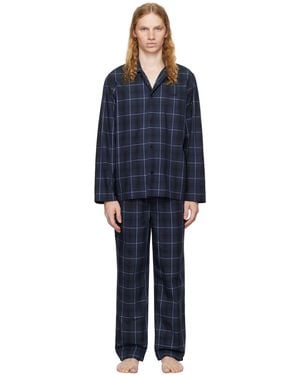 BOSS Cotton Poplin Check Pajama Set - Black