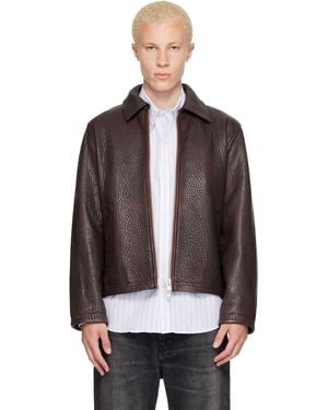 sunflower Burgundy Short Leather Jacket - Brown