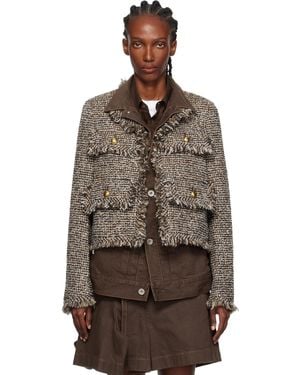 Sacai Tweed Denim Jacket - Brown