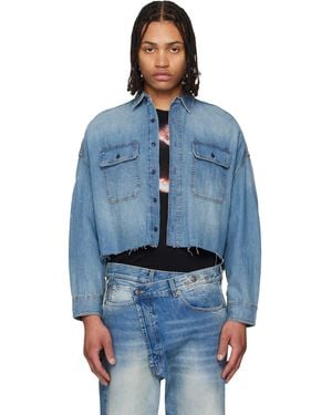 R13 Cropped Denim Shirt - Blue
