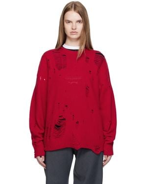 Charles Jeffrey Distressed Logo Sweater - Red