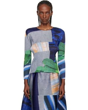 Pleats Please Issey Miyake City Collage T-Shirt - Blue
