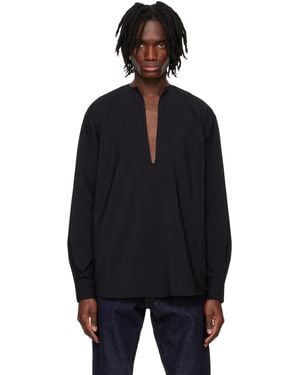 RAINMAKER KYOTO Chemise Noire À Col Italien Ouvert Modifié