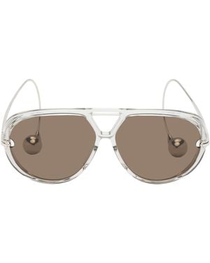 Bottega Veneta シルバー Drop アビエイターサングラス - ブラック