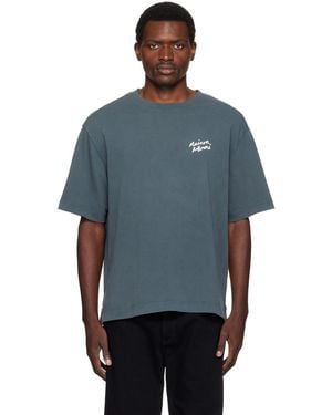 Maison Kitsuné Handwriting Faded Oversize T-Shirt - Blue