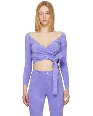Maisie Wilen Terrycloth Dramady Cardigan - Purple