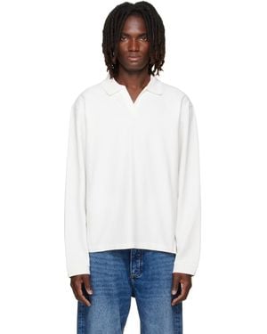 Studio Nicholson Off- Sudds Long Sleeve Jersey Polo - White