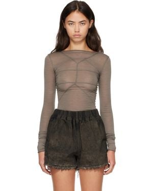 Rick Owens Tower Ls Temple T-Shirt - Brown