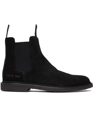 Common Projects Bottes Chelsea Noires En Suède Ciré