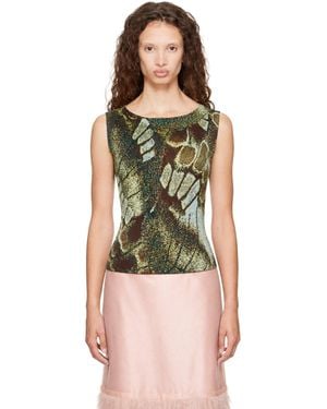 STAUD Haut Veronica Brun Et Vert