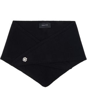 Simone Rocha Embellished Cashmere Neckerchief Scarf - Black