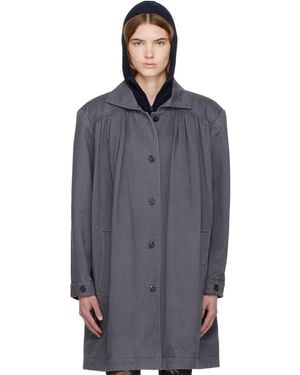 OPEN YY Over Shirred Top Coat - Blue