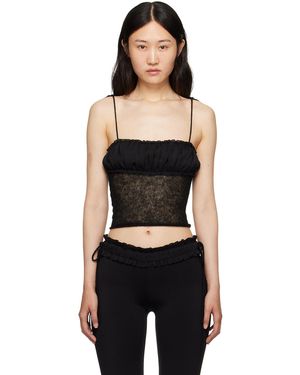 GUIZIO Ruched Tank Top - Black