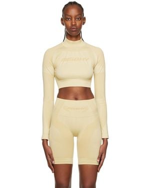 MISBHV Beige Cropped Long Sleeve Sport Top - Orange