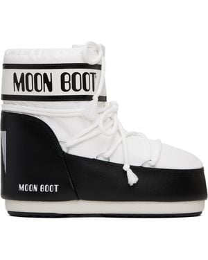 Moon Boot ホワイト＆ブラック Icon ナイロン ショートブーツ