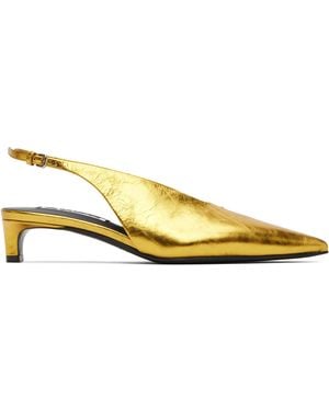 Jil Sander ゴールド スリングバックヒール - ブラック