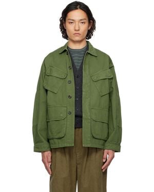 Drake's Herringbone Cotton Jungle Jacket - Green