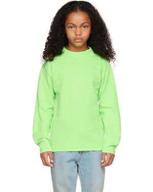 ERL キッズ｜グリーン モックネック 長袖Tシャツ