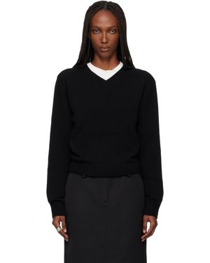 Tonywack Cropped V-Neck Wool Sweater - Black