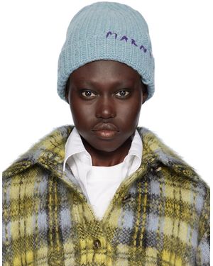 Marni ブルー シェットランドウール ビーニー - グリーン