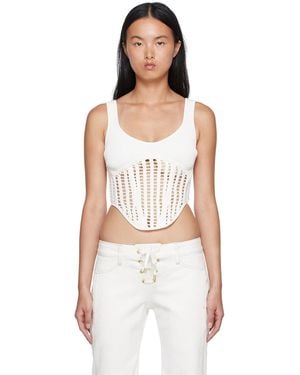 Dion Lee White Recycled Viscose Tank Top - Black