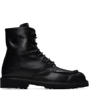 Common Projects Bottes Piuma Noires En Cuir À Laçage