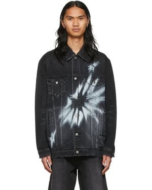 we11done Black Graphic Denim Jacket - Multicolour