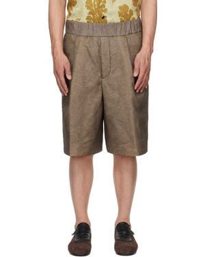 Dries Van Noten ブラウン レイヤード ショートパンツ - ナチュラル