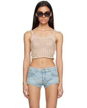 Blumarine Beige Heart Tank Top - Blue