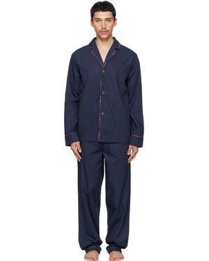 Paul Smith 'Artist Stripe' Trim Cotton Pajama Set - Black