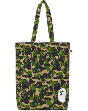 A Bathing Ape Khaki Abc Camo Tote - Green