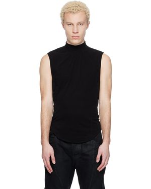 Julius T-Shirt Noir À Col Montant Et À Coutures