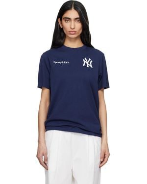 Sporty & Rich '47 Edition 'Yankees' Curve T-Shirt - Blue