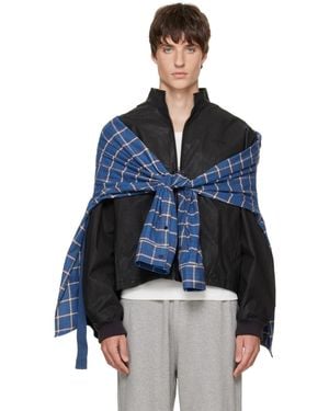 we11done Coated Layered Harrington Jacket - Blue
