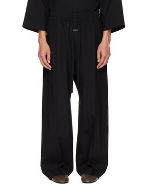 Fear Of God Cotton Wool Oxford Wide Leg Drawstring Trousers - Black