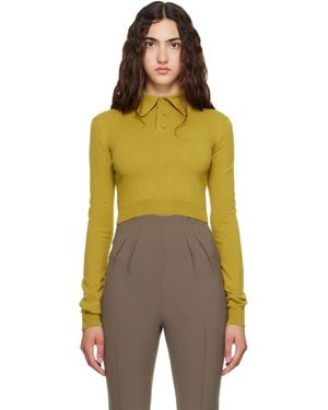 Mugler Polo Écourté Vert En Cachemire - Jaune