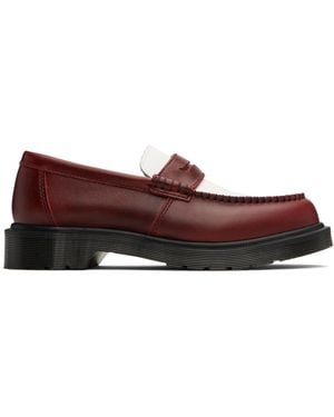 Dr. Martens バーガンディ＆ホワイト Penton ツートーン レザー ローファー - ブラック