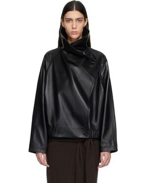 LE17SEPTEMBRE Sculptured Leather Jacket - Black