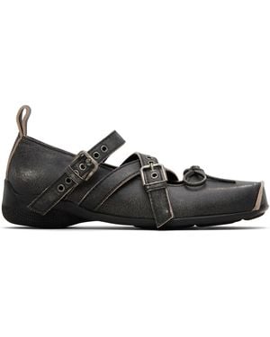 OPEN YY Cross Buckle Ballet Flats - Black