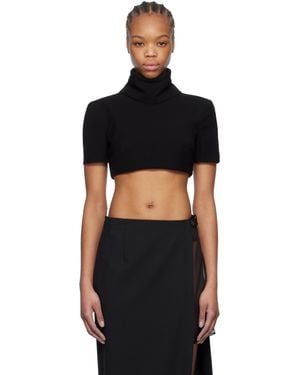 Monot Crêpe Cropped Top - Black