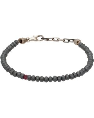 Title Of Work Beaded Hematite Stone Bracelet - Black